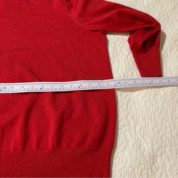 Terra & Sky Red Sparkly Sweater | Size 2X/20-22W | Rhinestone Collar | Holiday - Picture 10 of 15